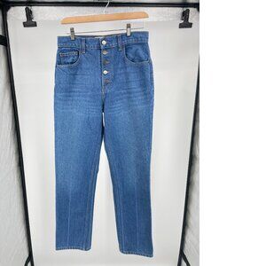 Reformation 27 Cynthia High Rise Straight Leg Jeans Button Fly Zenia Wash USA